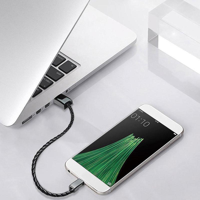 Leather Mini USB Bracelet Data Charging Cable - ElectroniX