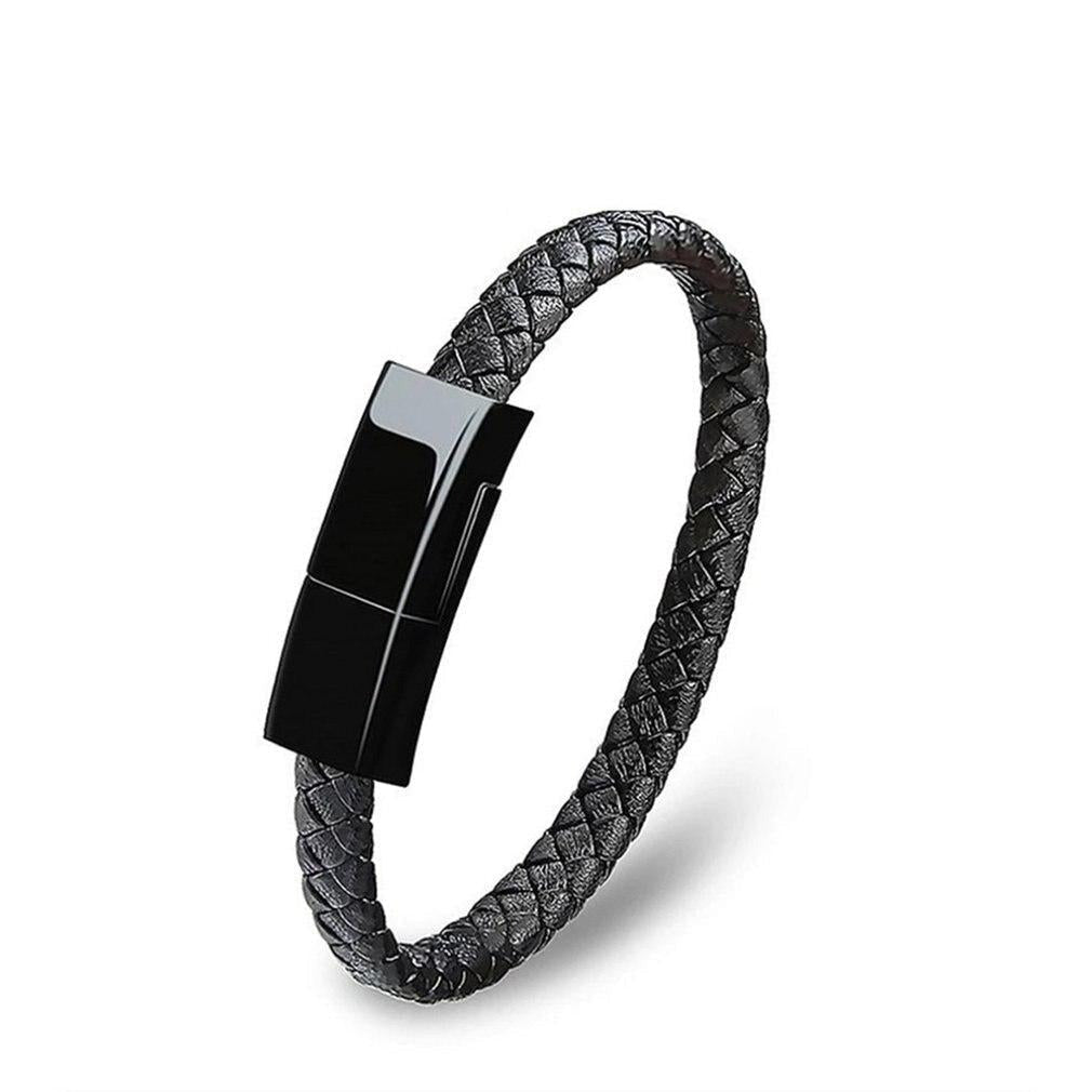 Leather Mini USB Bracelet Data Charging Cable - ElectroniX