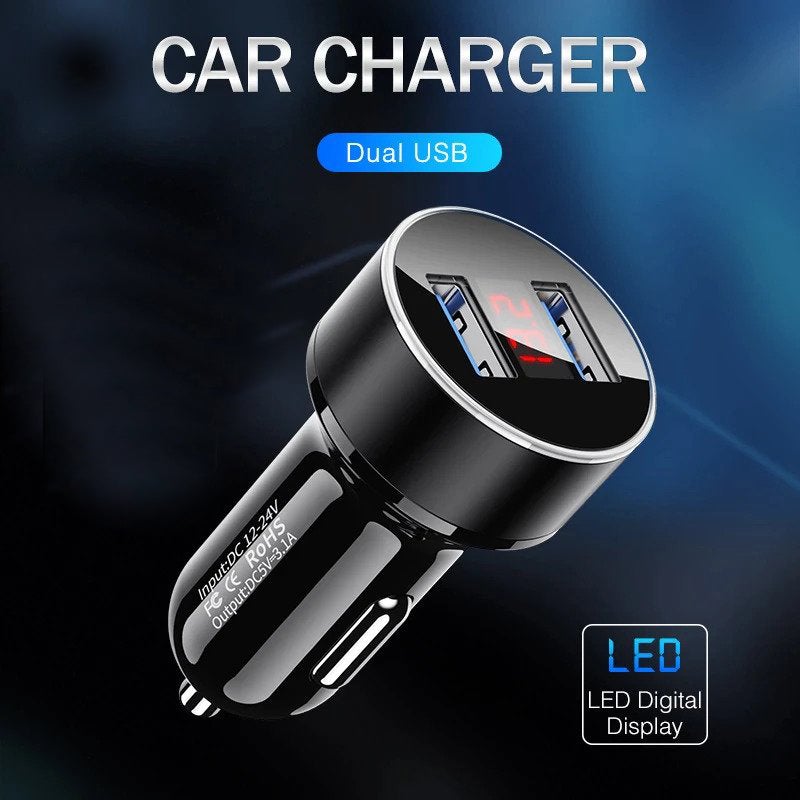 LED Display Dual USB Phone Charger - ElectroniX