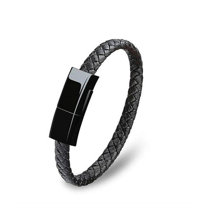 Leather Mini USB Bracelet Data Charging Cable - ElectroniX